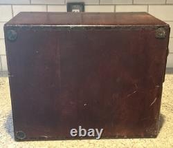 VTG Antique 4 Drawer Dovetailed Wood Card Catalog Index Counter Cabinet READ