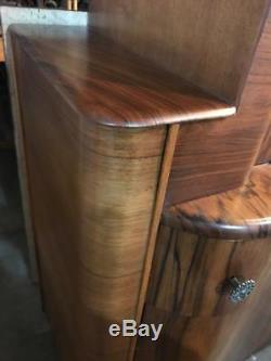 VTG Art Deco 1930's Walnut Birdseye Maple ENGLISH Bar Sideboard Buffet Cabinet