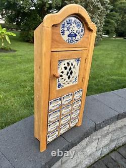 VTG Blue Spice Cabinet Wooden Porcelain Wall Shelf Kitchen Cabinet 25x12x5