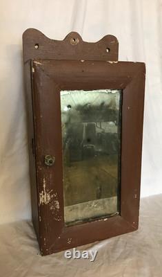VTG Chocolate 11x23 Wood Wall Mounted Medicine Cabinet Old Cupboard 1550-25B