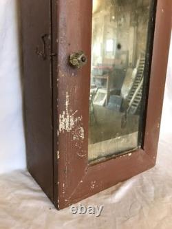 VTG Chocolate 11x23 Wood Wall Mounted Medicine Cabinet Old Cupboard 1550-25B