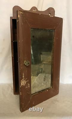 VTG Chocolate 11x23 Wood Wall Mounted Medicine Cabinet Old Cupboard 1550-25B