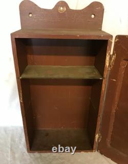 VTG Chocolate 11x23 Wood Wall Mounted Medicine Cabinet Old Cupboard 1550-25B