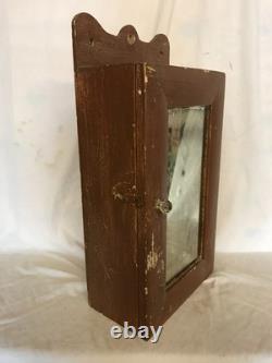 VTG Chocolate 11x23 Wood Wall Mounted Medicine Cabinet Old Cupboard 1550-25B