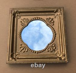 VTG Decorative Salvaged Tin Ceiling Gold 23 SQ. Thick Metal Mirror Old 1613-25B