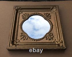 VTG Decorative Salvaged Tin Ceiling Gold 23 SQ. Thick Metal Mirror Old 1613-25B