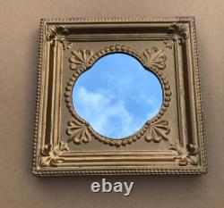 VTG Decorative Salvaged Tin Ceiling Gold 23 SQ. Thick Metal Mirror Old 1613-25B