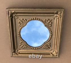 VTG Decorative Salvaged Tin Ceiling Gold 23 SQ. Thick Metal Mirror Old 1613-25B