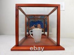 VTG Elegant! 12 Showcase Cube All Glass Teak Frame Mirrored Display Case Curio