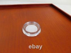 VTG Elegant! 12 Showcase Cube All Glass Teak Frame Mirrored Display Case Curio