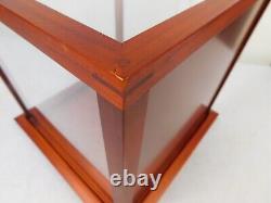 VTG Elegant! 12 Showcase Cube All Glass Teak Frame Mirrored Display Case Curio