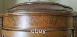 VTG French Louis XV Style Small Demilune Glass Inlaid Curio Display Cabinet READ