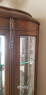 VTG French Louis XV Style Small Demilune Glass Inlaid Curio Display Cabinet READ