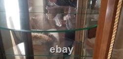 VTG French Louis XV Style Small Demilune Glass Inlaid Curio Display Cabinet READ