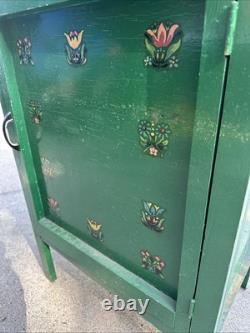 VTG Green Folk Art 3 Shelf CABINET CUPBOARD APOTHECARY BOX COUNTRY PRIMITIVE