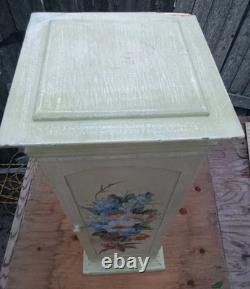 VTG RARE OOAK HAND PAINTED COUNTRY FLORAL CAB. PEDESTAL SOLID WOOD 30x12New