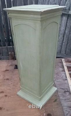 VTG RARE OOAK HAND PAINTED COUNTRY FLORAL CAB. PEDESTAL SOLID WOOD 30x12New