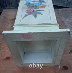 VTG RARE OOAK HAND PAINTED COUNTRY FLORAL CAB. PEDESTAL SOLID WOOD 30x12New