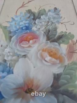 VTG RARE OOAK HAND PAINTED COUNTRY FLORAL CAB. PEDESTAL SOLID WOOD 30x12New
