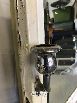 VTG Recessed Medicine Cabinet Beveled Mirror Chrome Sconces Old Metal 613-23B