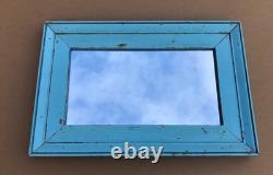VTG Salvaged 18x27 Shabby Blue 2-Piece Wood 11x20 Mirror Chic Old 1617-25B