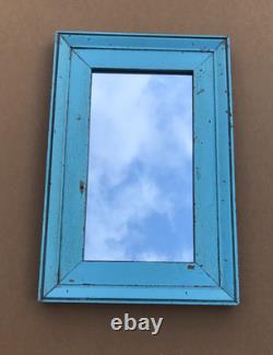 VTG Salvaged 18x27 Shabby Blue 2-Piece Wood 11x20 Mirror Chic Old 1617-25B