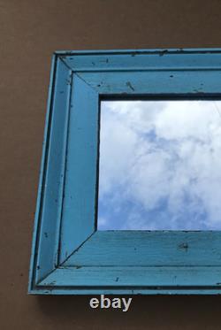 VTG Salvaged 18x27 Shabby Blue 2-Piece Wood 11x20 Mirror Chic Old 1617-25B