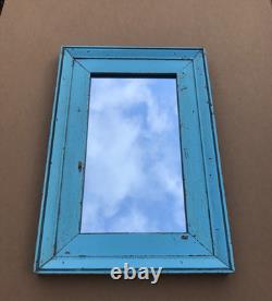 VTG Salvaged 18x27 Shabby Blue 2-Piece Wood 11x20 Mirror Chic Old 1617-25B