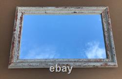 VTG Salvaged 24x37 Shabby White 2-Piece Wood Trim 18x31 Mirror Chic Old 1611-25B