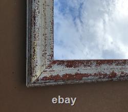 VTG Salvaged 24x37 Shabby White 2-Piece Wood Trim 18x31 Mirror Chic Old 1611-25B