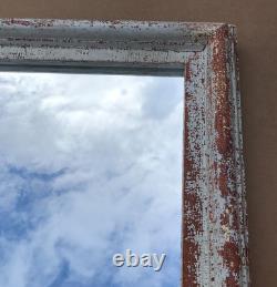 VTG Salvaged 24x37 Shabby White 2-Piece Wood Trim 18x31 Mirror Chic Old 1611-25B