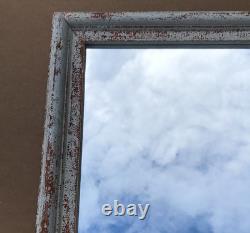 VTG Salvaged 24x37 Shabby White 2-Piece Wood Trim 18x31 Mirror Chic Old 1611-25B