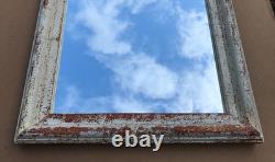 VTG Salvaged 24x37 Shabby White 2-Piece Wood Trim 18x31 Mirror Chic Old 1611-25B