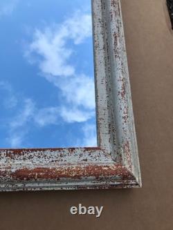 VTG Salvaged 24x37 Shabby White 2-Piece Wood Trim 18x31 Mirror Chic Old 1611-25B