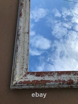 VTG Salvaged 24x37 Shabby White 2-Piece Wood Trim 18x31 Mirror Chic Old 1611-25B