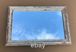 VTG Salvaged 24x37 Shabby White 2-Piece Wood Trim 18x31 Mirror Chic Old 1611-25B