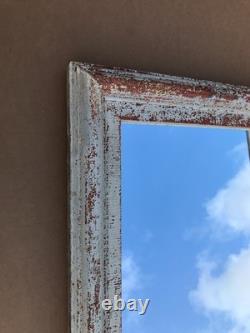VTG Salvaged 24x37 Shabby White 2-Piece Wood Trim 18x31 Mirror Chic Old 1611-25B