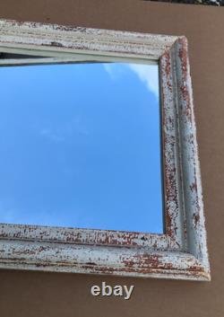 VTG Salvaged 24x37 Shabby White 2-Piece Wood Trim 18x31 Mirror Chic Old 1611-25B