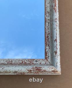 VTG Salvaged 24x37 Shabby White 2-Piece Wood Trim 18x31 Mirror Chic Old 1611-25B