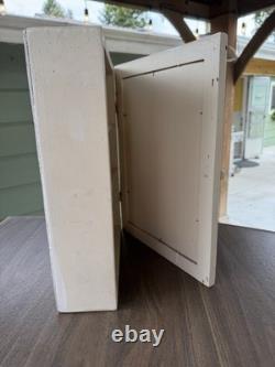 VTG Shabby 16x12 Wood Wall Mounted Medicine Cabinet Mirror Chic Old Cupboard