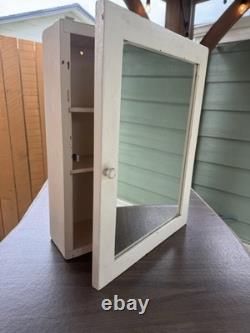 VTG Shabby 16x12 Wood Wall Mounted Medicine Cabinet Mirror Chic Old Cupboard