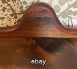 VTG Wood Cabinet Wall Mount 18Hanging Herb Spice Hand painted Primitive Shelf