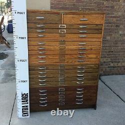 VTG Wood Mayline Oak Flat Files/Map Drawers 4 Sections-20 Dr. Mid Century Modern
