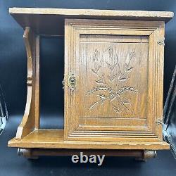 VTG Wood Vanity Cabinet Shelf Towel Bar Wall Hanging Bathroom Carved Antique GUC