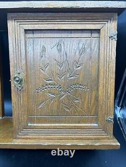 VTG Wood Vanity Cabinet Shelf Towel Bar Wall Hanging Bathroom Carved Antique GUC