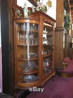 Very Ornate Large Oak China Cabinet