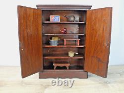 Victorian Antique Miniature Wardrobe Cabinet in Walnut w Original Finish