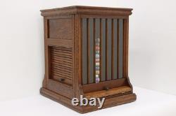 Victorian Antique Oak Roll Top General Store Spool Cabinet #56086