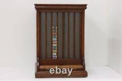 Victorian Antique Oak Roll Top General Store Spool Cabinet #56086