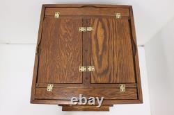 Victorian Antique Oak Roll Top General Store Spool Cabinet #56086